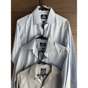 3 Stafford Men’s Dress Shirts Blue Long Sleeve Button 14 1/2 and 15